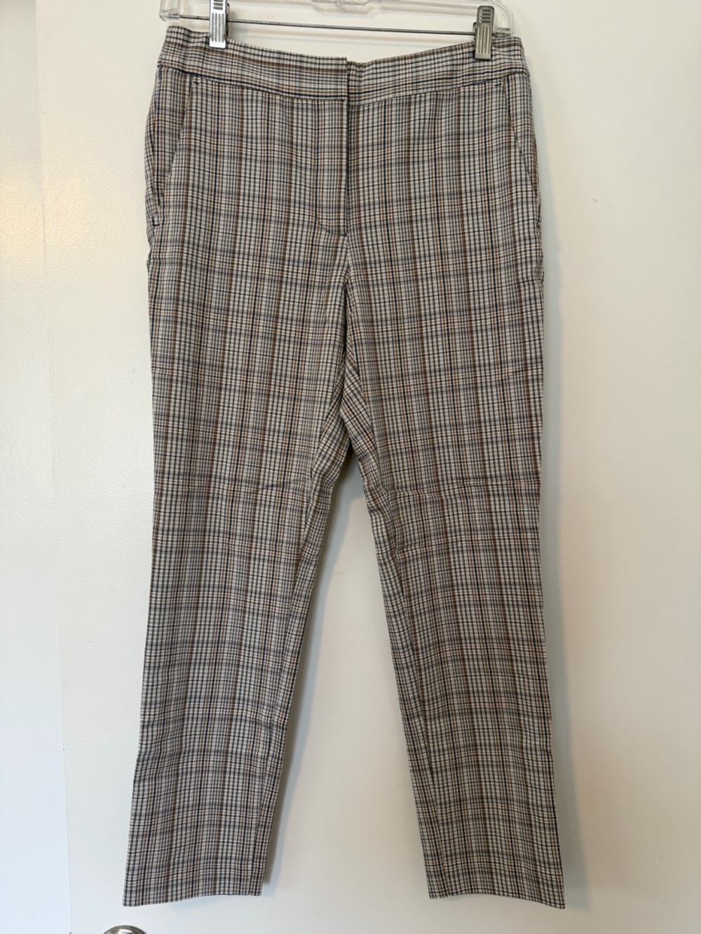 Zara Slim Plaid Dress Pants in Gray and Brown